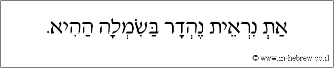 עברית: את נראית נהדר בשמלה ההיא.