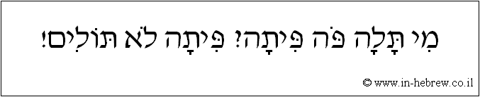 עברית: מי תלה פה פיתה? פיתה לא תולים!