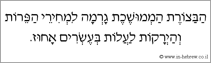 עברית: הבצורת הממושכת גרמה למחירי הפירות והירקות לעלות בעשרים אחוז.