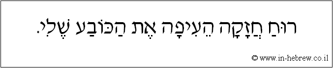 עברית: רוח חזקה העיפה את הכובע שלי.