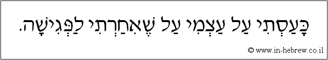 עברית: כעסתי על עצמי על שאחרתי לפגישה.