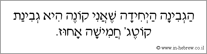 עברית: הגבינה היחידה שאני קונה היא גבינת קוטג' חמישה אחוז.