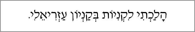 עברית: הלכתי לקניות בקניון עזריאלי.