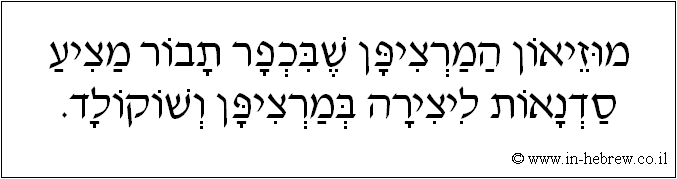 עברית: מוזיאון המרציפן שבכפר תבור מציע סדנאות ליצירה במרציפן ושוקולד.