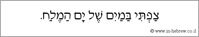 עברית: צפתי במים של ים המלח.
