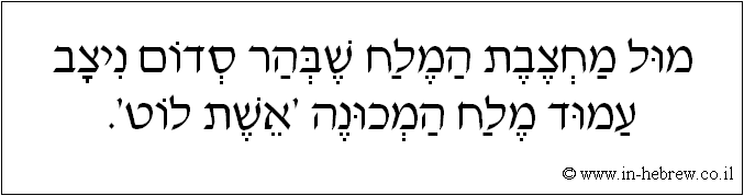 עברית: מול מחצבת המלח שבהר סדום ניצב עמוד מלח המכונה 'אשת לוט'.