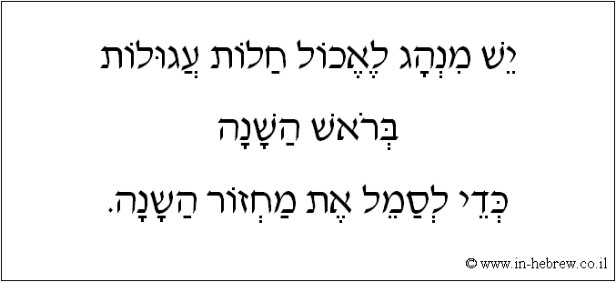 עברית: יש מנהג לאכול חלות עגולות בראש השנה כדי לסמל את מחזור השנה.