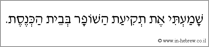 עברית: שמעתי את תקיעת השופר בבית הכנסת.