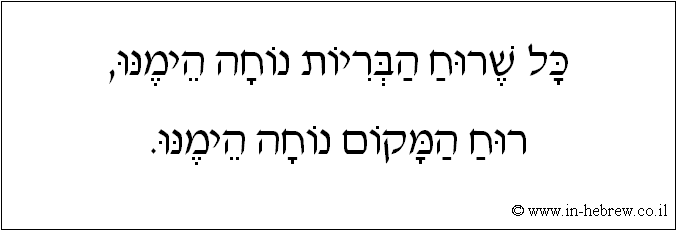 עברית: כל שרוח הבריות נוחה הימנו, רוח המקום נוחה הימנו.