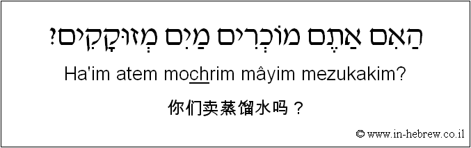 中文和希伯来语: 你们卖蒸馏水吗？