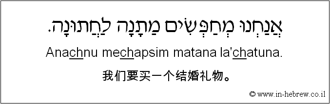 中文和希伯来语: 我们要买一个结婚礼物。