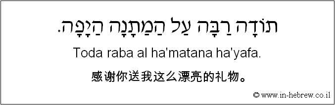 中文和希伯来语: 感谢你送我这么漂亮的礼物。