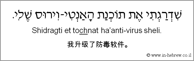 中文和希伯来语: 我升级了防毒软件。