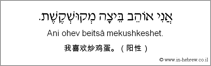 中文和希伯来语: 我喜欢炒鸡蛋。（阳性）