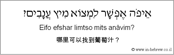 中文和希伯来语: 哪里可以找到葡萄汁？