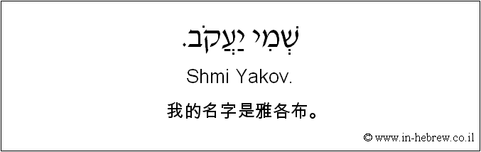 中文和希伯来语: 我的名字是雅各布。