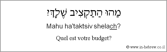 Français à l'hébreu: Quel est votre budget?