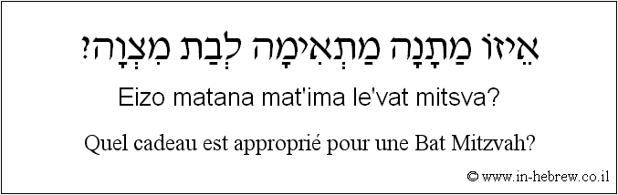 Français à l'hébreu: Quel cadeau est approprié pour une Bat Mitzvah?