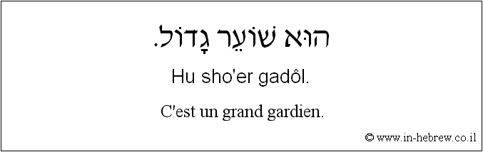 Français à l'hébreu: C’est un grand gardien.