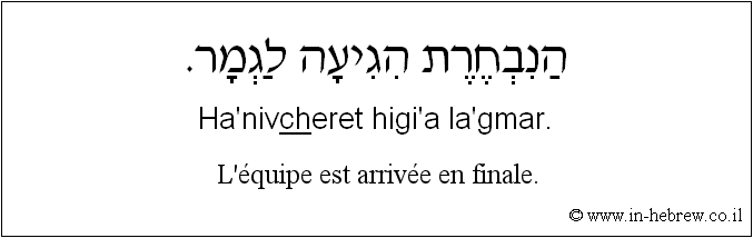 Français à l'hébreu: L’équipe est arrivée en finale.