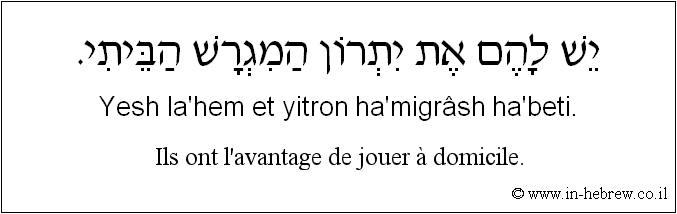 Français à l'hébreu: Ils ont l'avantage de jouer à domicile.