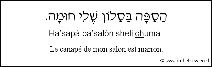 Français à l'hébreu: Le canapé de mon salon est marron.