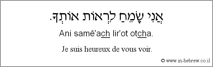 Français à l'hébreu: Je suis heureux de vous voir.