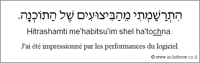 Français à l'hébreu: J'ai été impressionné par les performances du logiciel.
