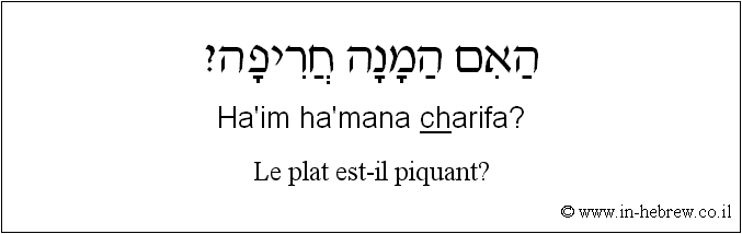 Français à l'hébreu: Le plat est-il piquant?