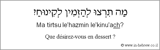 Français à l'hébreu: Que désirez-vous en dessert ?