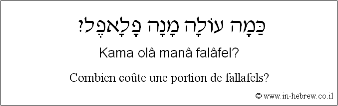 Français à l'hébreu: Combien coûte une portion de fallafels?