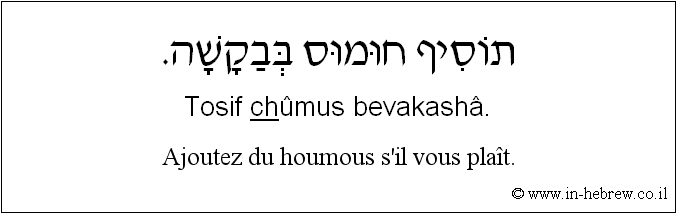 Français à l'hébreu: Ajoutez du houmous s'il vous plaît.