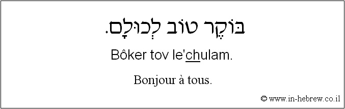 Français à l'hébreu: Bonjour à tous.