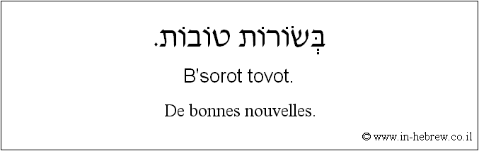 Français à l'hébreu: De bonnes nouvelles.