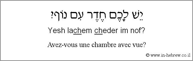 Français à l'hébreu: Avez-vous une chambre avec vue?