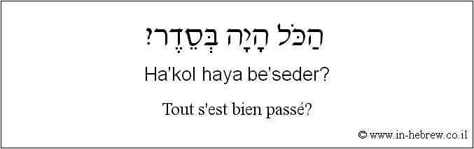 Français à l'hébreu: Tout s’est bien passé?