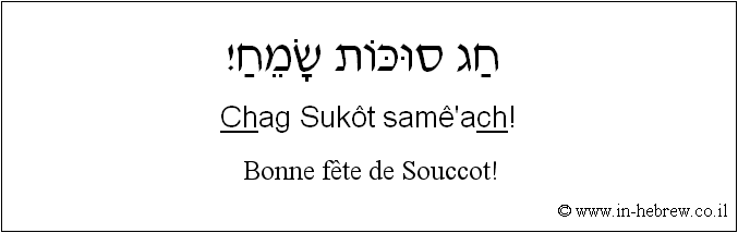 Français à l'hébreu: Bonne fête de Souccot!