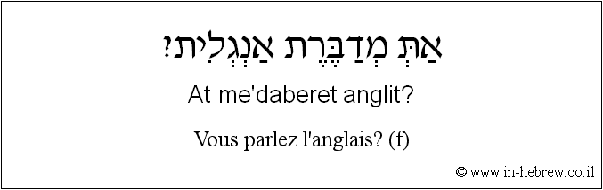 Français à l'hébreu: Vous parlez l’anglais? (f)