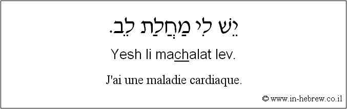 Français à l'hébreu: J'ai une maladie cardiaque.