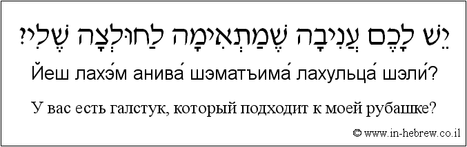 Иврит и русский: У вас есть галстук, который подходит к моей рубашке?