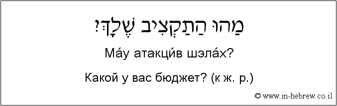 Иврит и русский: Какой у вас бюджет? (к ж. р.)