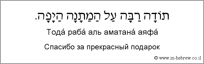 Иврит и русский: Спасибо за прекрасный подарок