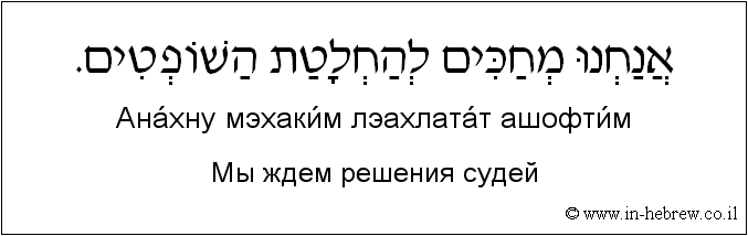 Иврит и русский: Мы ждем решения судей
