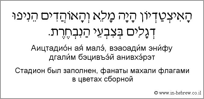Иврит и русский: Стадион был заполнен, фанаты махали флагами в цветах сборной