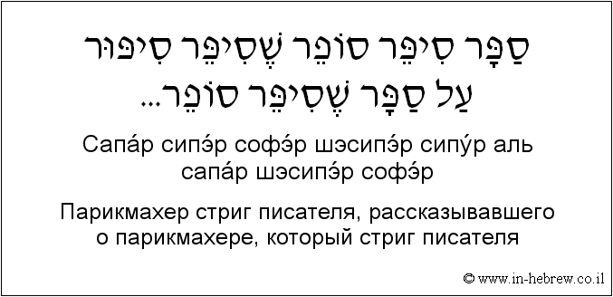 Иврит и русский: Парикмахер стриг писателя, рассказывавшего о парикмахере, который стриг писателя