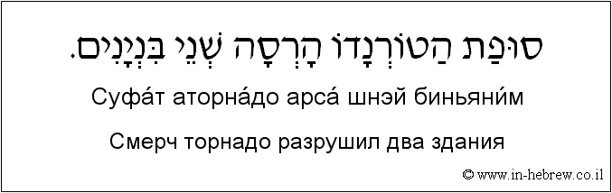 Иврит и русский: Смерч торнадо разрушил два здания
