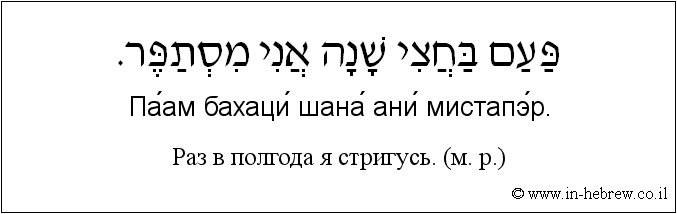 Иврит и русский: Раз в полгода я стригусь. (м. р.)