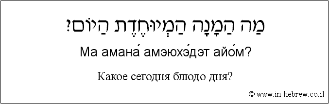 Иврит и русский: Какое сегодня блюдо дня?
