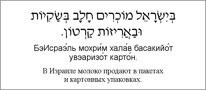 Иврит и русский: B Израиле молоко продают в пакетах и картонных упаковках