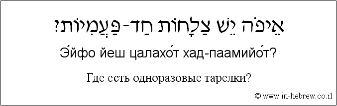 Иврит и русский: Где есть одноразовые тарелки?